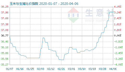 4月6日玉米与生猪比价指数图