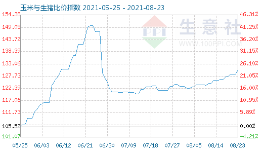 8月23日玉米与生猪比价指数图
