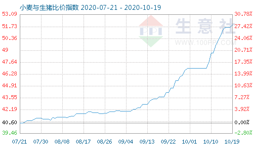10月19日小麦与生猪比价指数图