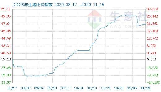 11月15日DDGS与生猪比价指数图
