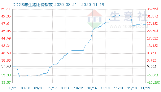 11月19日DDGS与生猪比价指数图