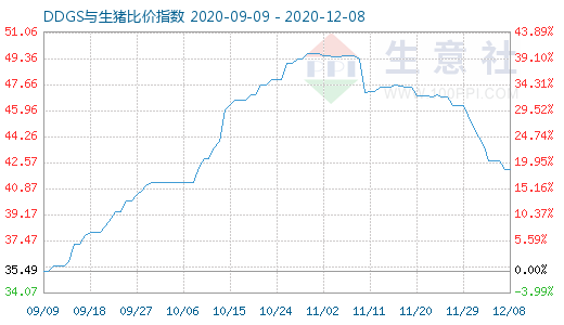 12月8日DDGS与生猪比价指数图