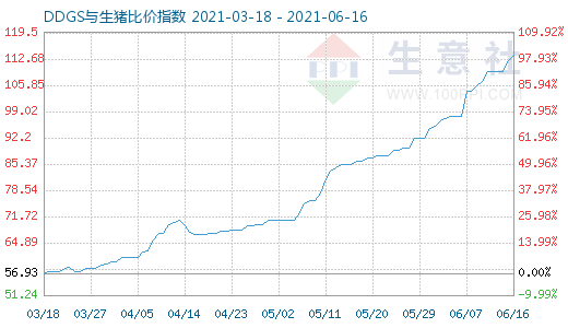 6月16日DDGS与生猪比价指数图
